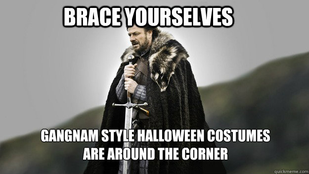 Brace Yourselves gangnam style halloween costumes
are around the corner  Ned stark winter is coming