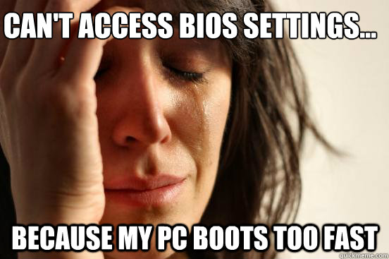 Can't access BIOS settings... because my pc boots too fast - Can't access BIOS settings... because my pc boots too fast  First World Problems