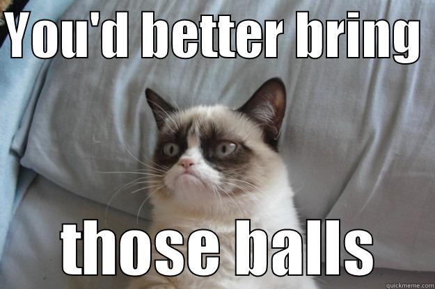 YOU'D BETTER BRING   THOSE BALLS Grumpy Cat