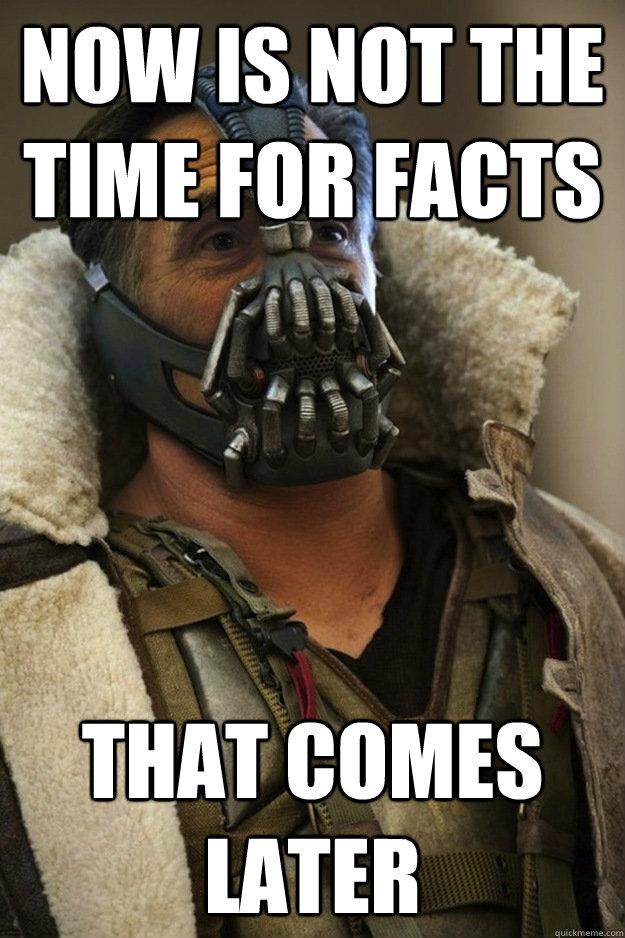 Now is not the time for facts that comes later - Now is not the time for facts that comes later  Romney Bane