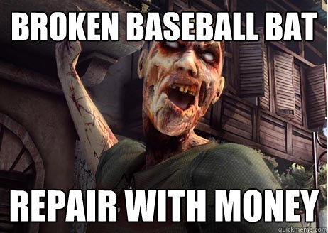 Broken Baseball bat Repair with money   