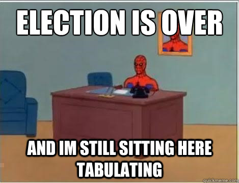 Election is over and im still sitting here tabulating  Spiderman Desk