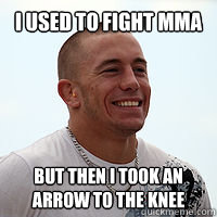 I used to fight MMA but then i took an arrow to the knee  