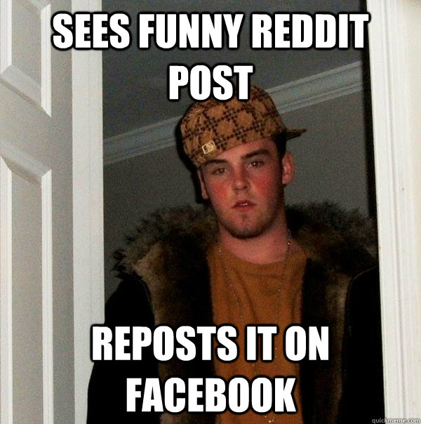 SEES FUNNY REDDIT POST REPOSTS IT ON FACEBOOK  Scumbag Steve