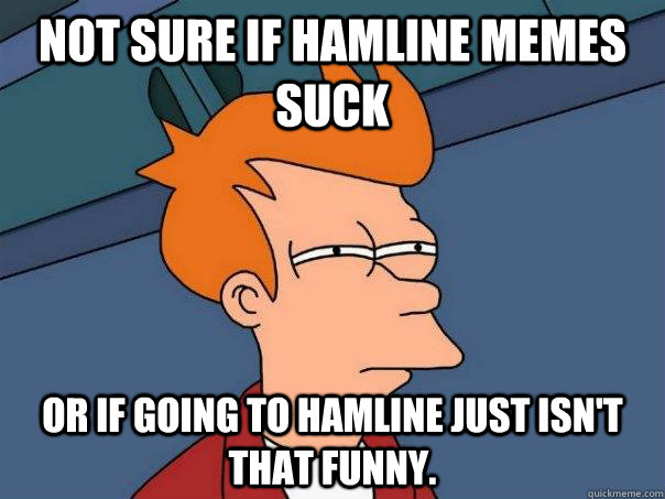 not sure if Hamline memes suck or if going to hamline just isn't that funny.  Futurama Fry