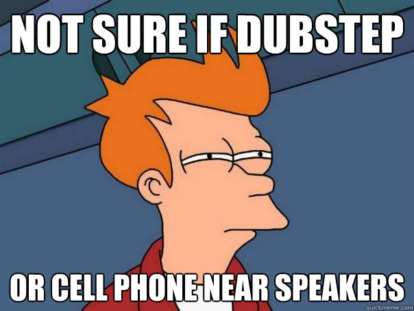 Not sure if dubstep Or cell phone near speakers - Not sure if dubstep Or cell phone near speakers  Futurama Fry