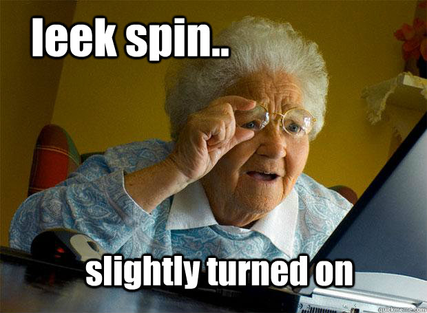 leek spin.. slightly turned on  Grandma finds the Internet