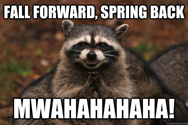 Fall Forward, Spring Back mwahahahaha! - Fall Forward, Spring Back mwahahahaha!  Evil Plotting Raccoon