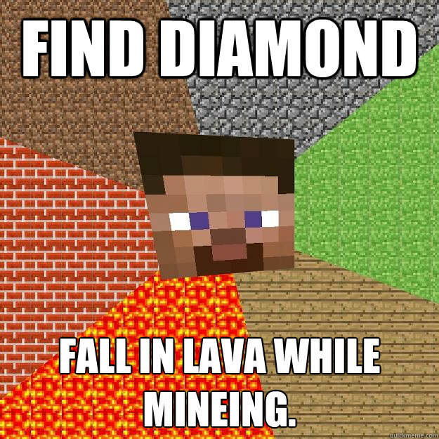 Find Diamond Fall in Lava while mineing. - Find Diamond Fall in Lava while mineing.  Minecraft