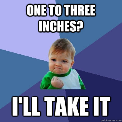 one to three inches? I'll take it  Success Kid