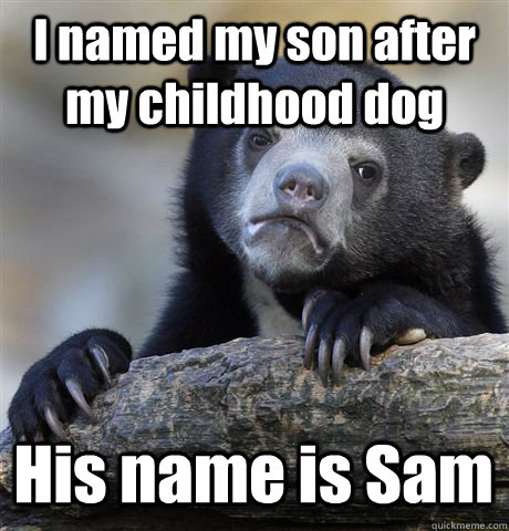 I named my son after my childhood dog His name is Sam  Confession Bear