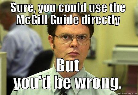 SURE, YOU COULD USE THE MCGILL GUIDE DIRECTLY BUT YOU'D BE WRONG. Schrute