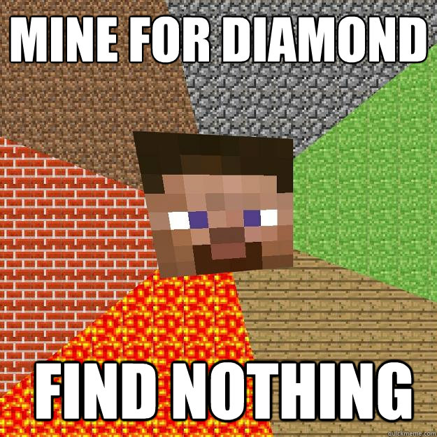 mine for diamond find nothing    Minecraft