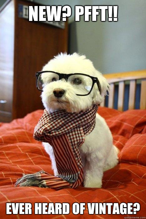 New? Pfft!! Ever heard of vintage?  Hipster Dog