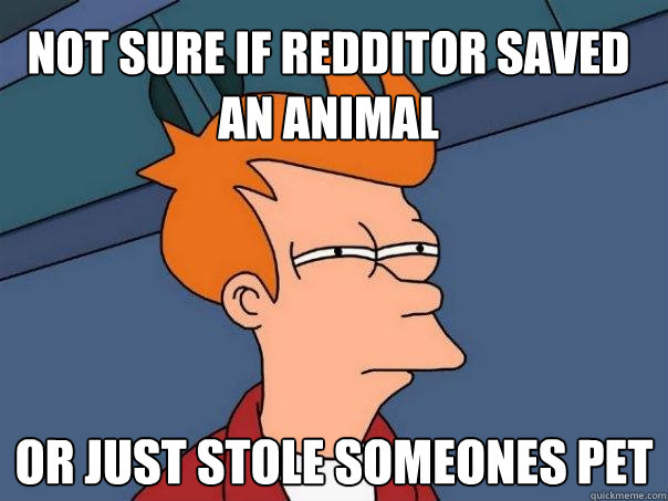 Not sure if redditor saved an animal or just stole someones pet  Futurama Fry