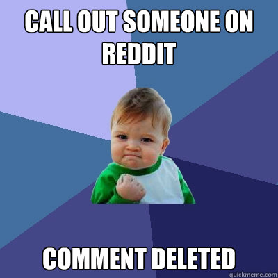 Call out someone on reddit Comment deleted  Success Kid