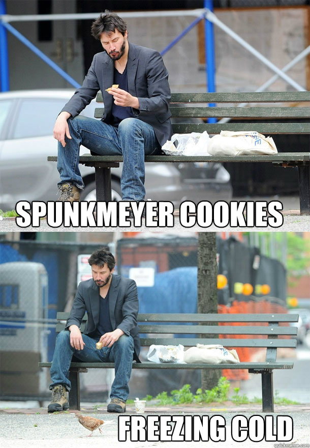 Spunkmeyer Cookies Freezing Cold  Sad Keanu