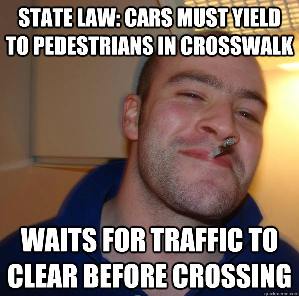 State Law: Cars must yield to pedestrians in crosswalk waits for traffic to clear before crossing - State Law: Cars must yield to pedestrians in crosswalk waits for traffic to clear before crossing  Misc