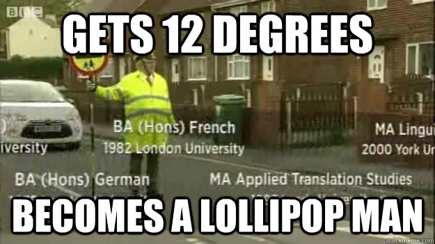 Gets 12 Degrees becomes a lollipop man  Lollipop Man