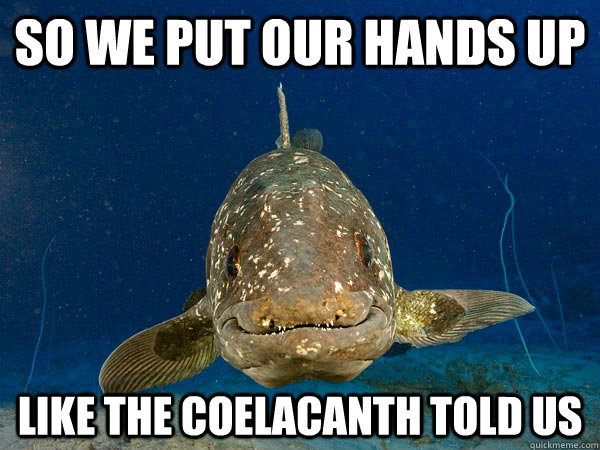 So we put our hands up like the Coelacanth told us - So we put our hands up like the Coelacanth told us  Mackerelmore