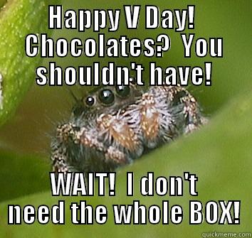 HAPPY V DAY!  CHOCOLATES?  YOU SHOULDN'T HAVE! WAIT!  I DON'T NEED THE WHOLE BOX! Misunderstood Spider