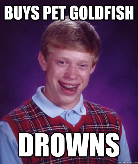 Buys pet goldfish Drowns - Buys pet goldfish Drowns  Bad Luck Brian