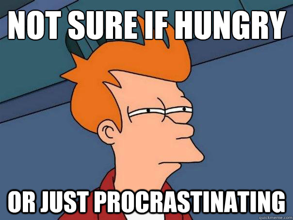 not sure if hungry
 Or just procrastinating   Futurama Fry