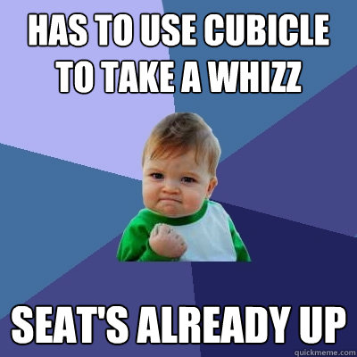 Has to use cubicle to take a whizz Seat's already up  Success Kid