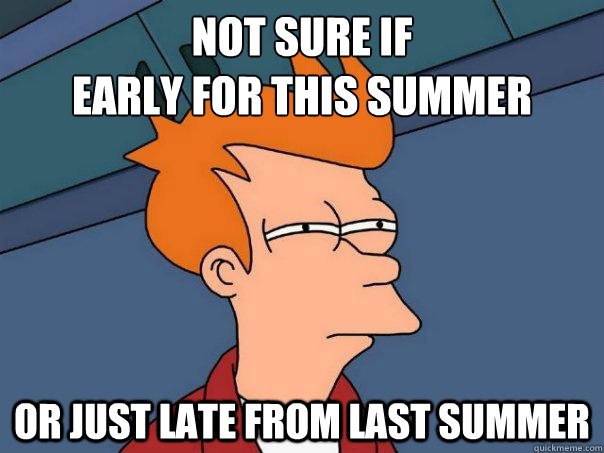 Not sure if
early for this summer Or just late from last summer  Futurama Fry