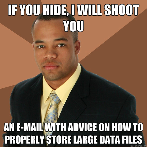 If you hide, I will shoot  you An E-mail with advice on how to properly store large data files  Successful Black Man