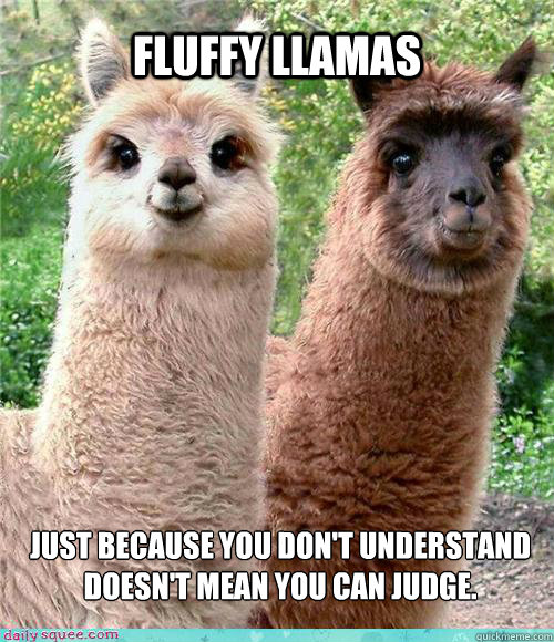 fluffy llamas just because you don't understand 
doesn't mean you can judge. - fluffy llamas just because you don't understand 
doesn't mean you can judge.  Misc