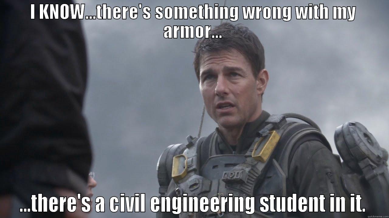 I KNOW...THERE'S SOMETHING WRONG WITH MY ARMOR... ...THERE'S A CIVIL ENGINEERING STUDENT IN IT. Misc