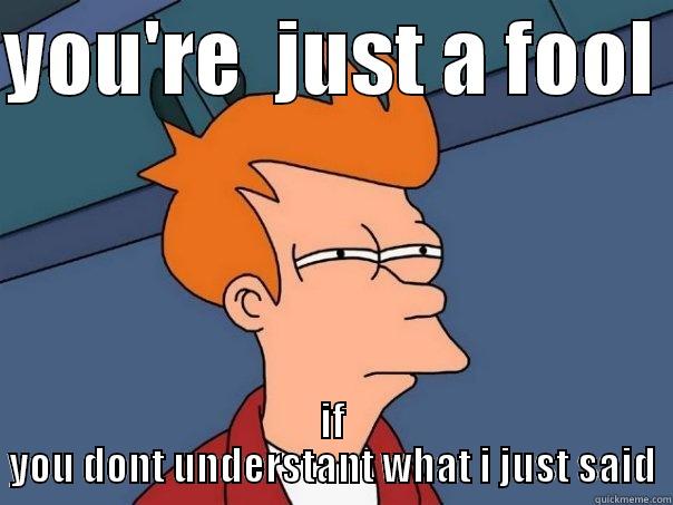 just a fool - YOU'RE  JUST A FOOL  IF YOU DONT UNDERSTANT WHAT I JUST SAID Futurama Fry