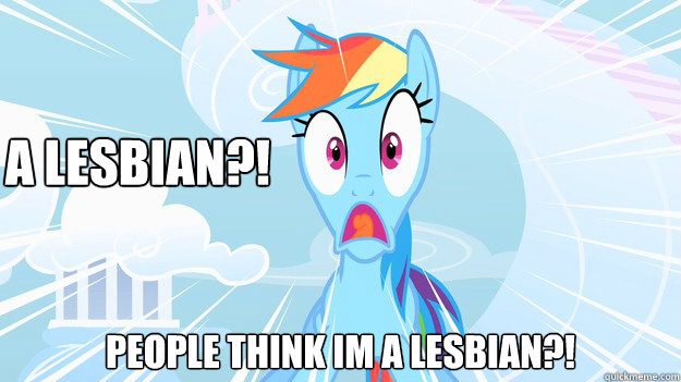 A lesbian?! people think im a lesbian?!  Rainbow Dash