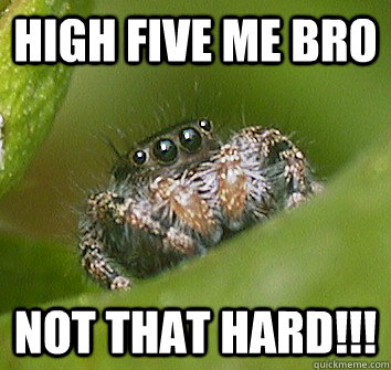 high five me bro not that hard!!! - high five me bro not that hard!!!  Misunderstood Spider