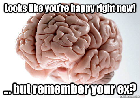 Looks like you're happy right now! ... but remember your ex?  - Looks like you're happy right now! ... but remember your ex?   Scumbag Brain