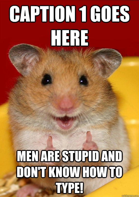 Caption 1 goes here Men are stupid and don't know how to type!  - Caption 1 goes here Men are stupid and don't know how to type!   Rationalization Hamster