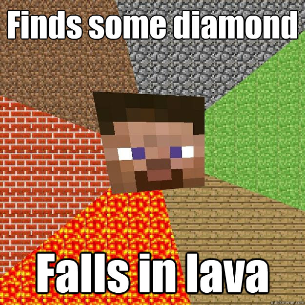 Finds some diamond Falls in lava  Minecraft