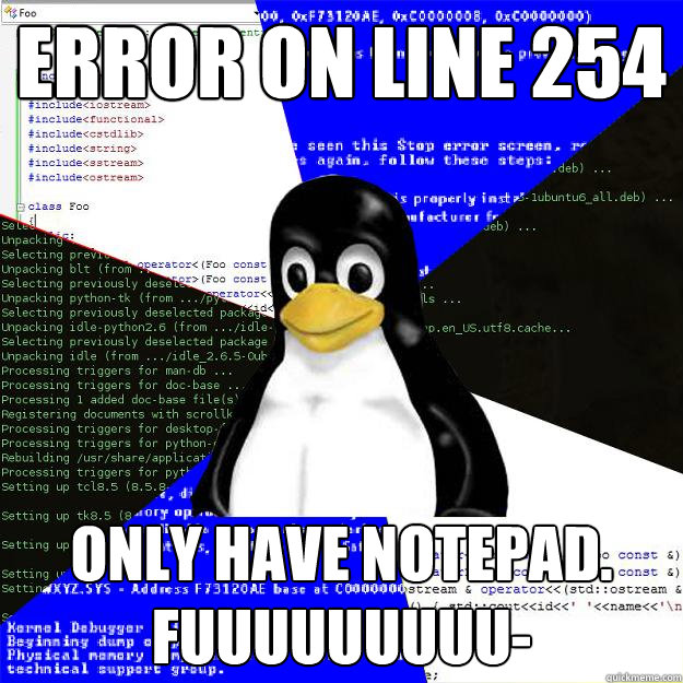 Error on line 254 Only have Notepad. FUUUUUUUUU-  Computer Science Penguin