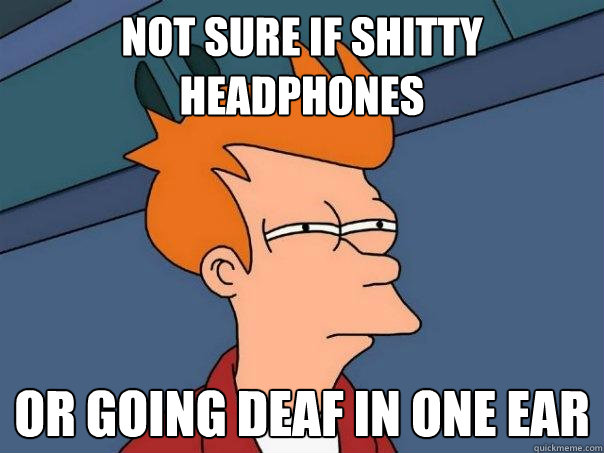 Not sure if shitty headphones Or going deaf in one ear  Futurama Fry