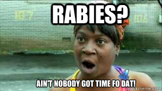 RAbiES? ain't nobody got time fo dat!  rabies