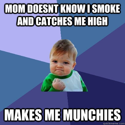 mom doesnt know i smoke and catches me high makes me munchies - mom doesnt know i smoke and catches me high makes me munchies  Success Kid