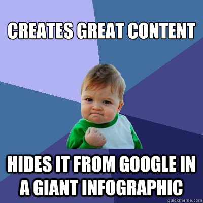 Creates great content Hides it from Google in a giant infographic  Success Kid