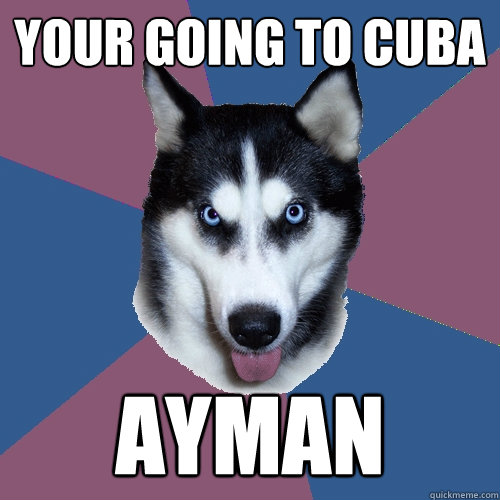 your going to Cuba AYMAN  Creeper Canine