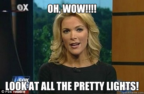 OH, WOW!!!! LOOK AT ALL THE PRETTY LIGHTS!  Megyn Kelly