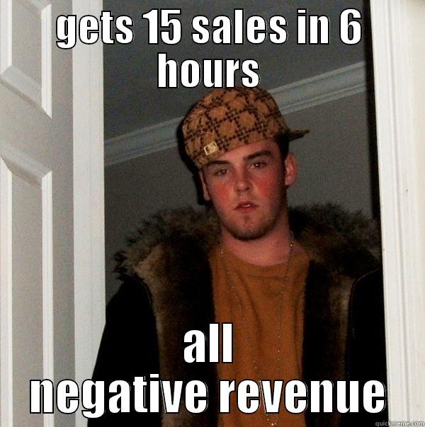 GETS 15 SALES IN 6 HOURS ALL NEGATIVE REVENUE Scumbag Steve