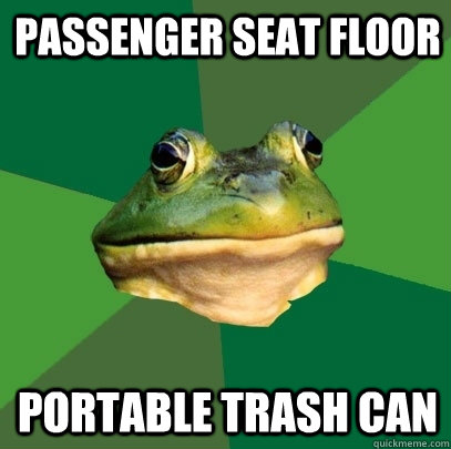 Passenger seat floor Portable trash can  Foul Bachelor Frog