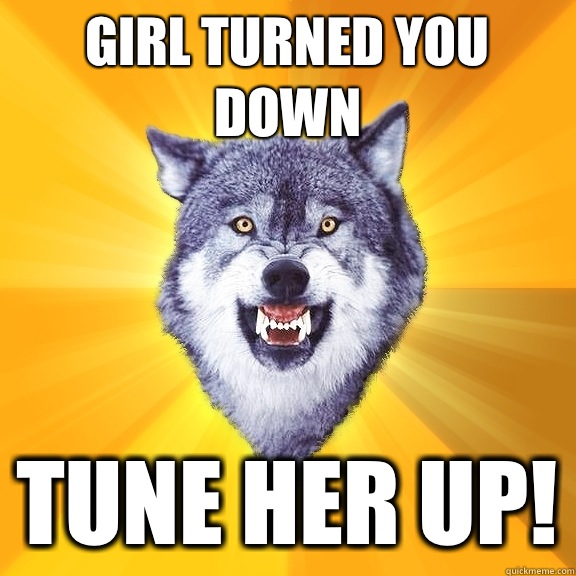 Girl turned you down Tune her up!  Courage Wolf