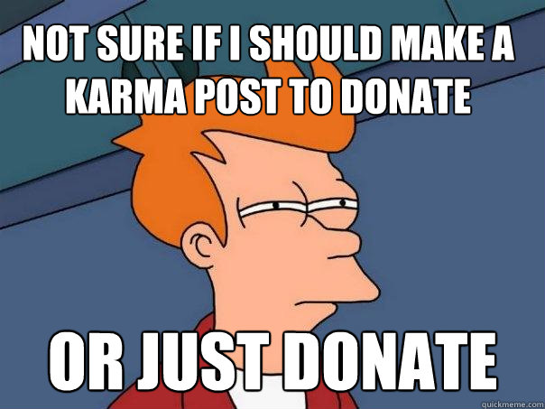 Not sure if I should make a karma post to donate or just donate  Futurama Fry