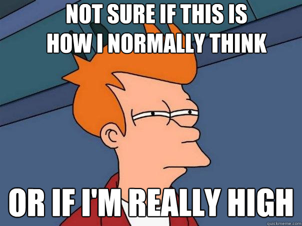 Not Sure If this is 
How I Normally Think Or if I'm really high  Futurama Fry